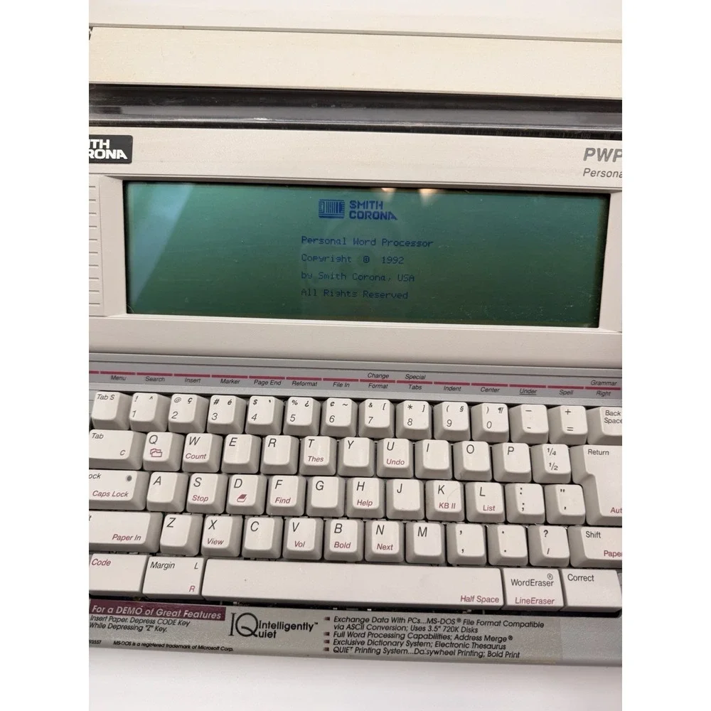 Smith Corona PWP 3600 DS Personal Word Processor Floppy Disk Vintage Turns On